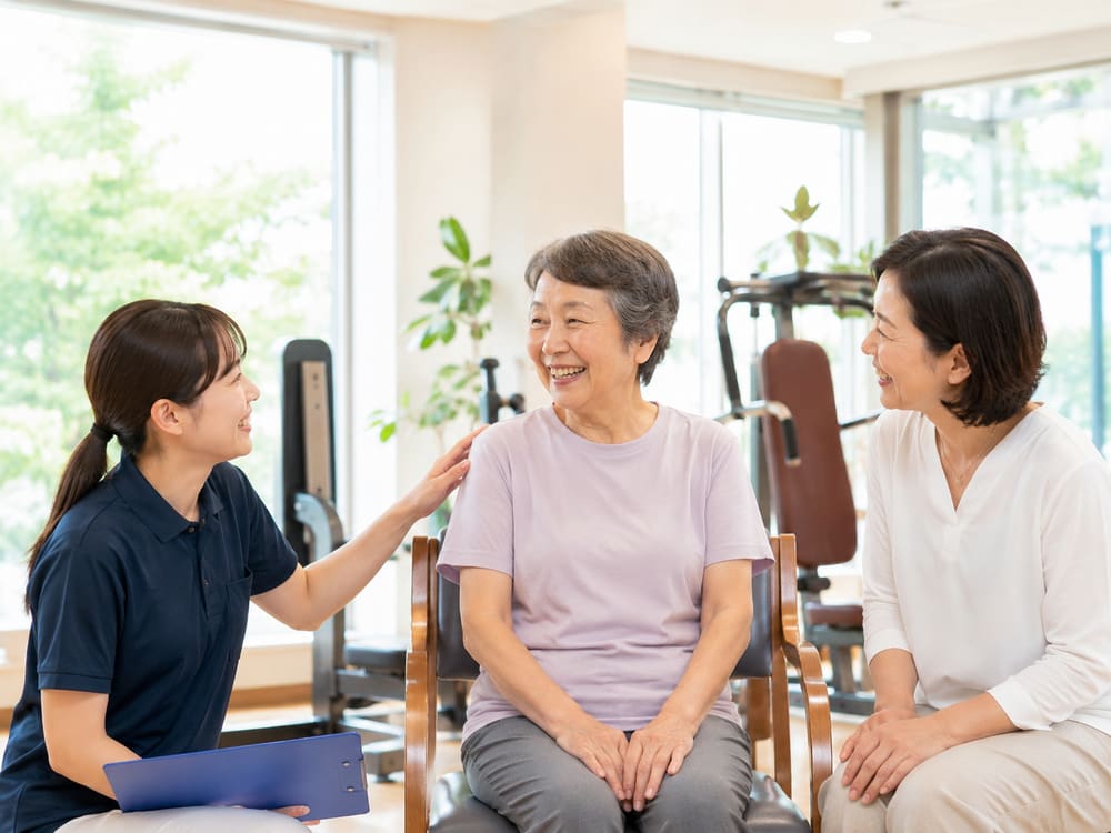スタッフと相談しながら運動を続けている様子